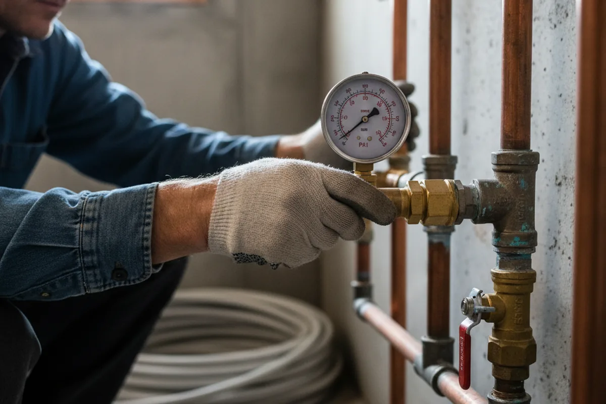 Pressure testing a repaired line during Water Line Repair in Jenkinsburg